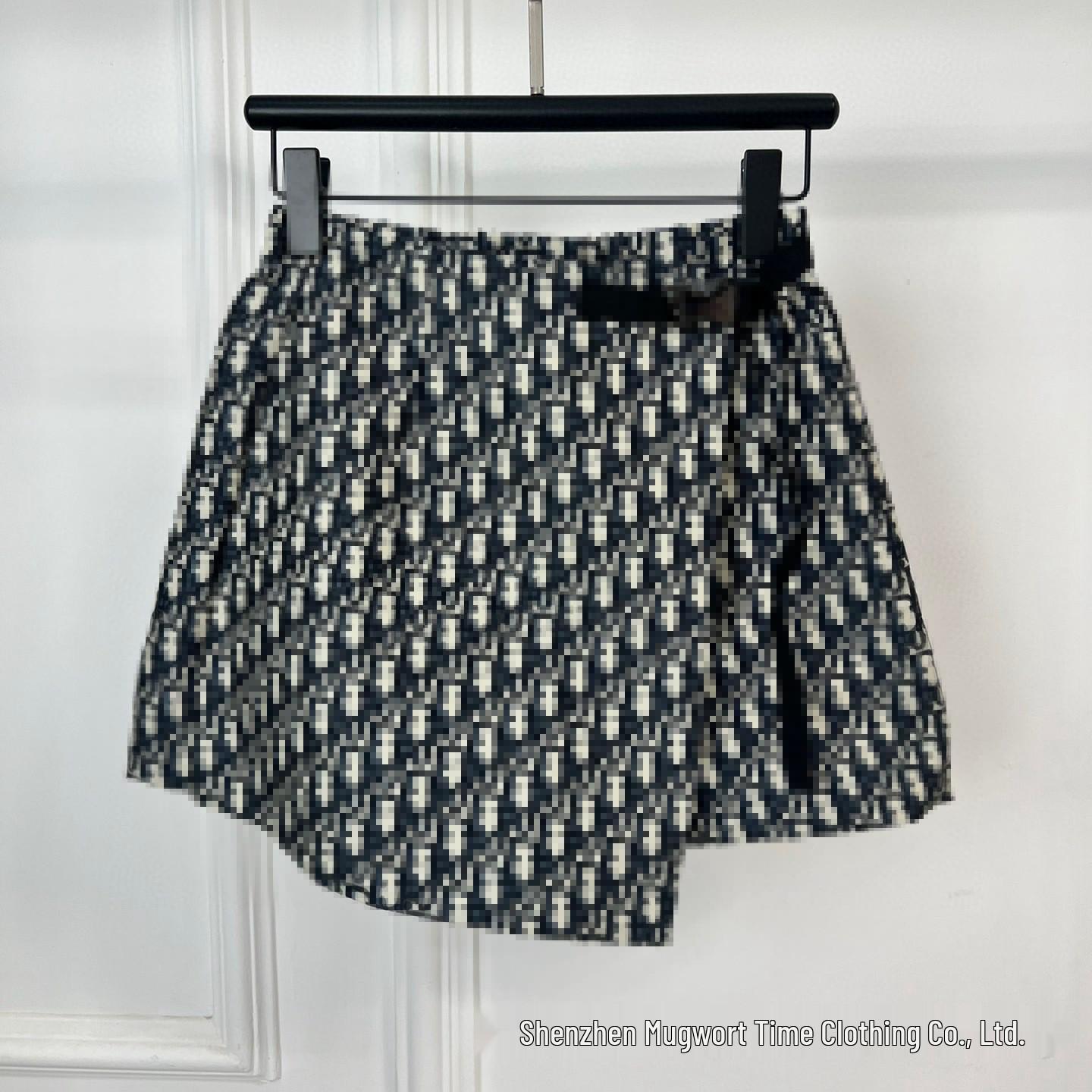 

Nanyou Women s High-Waist A-Line Jacquard Skirt with Logo - Early Spring Collection S [95-105 lbs] темно-синий