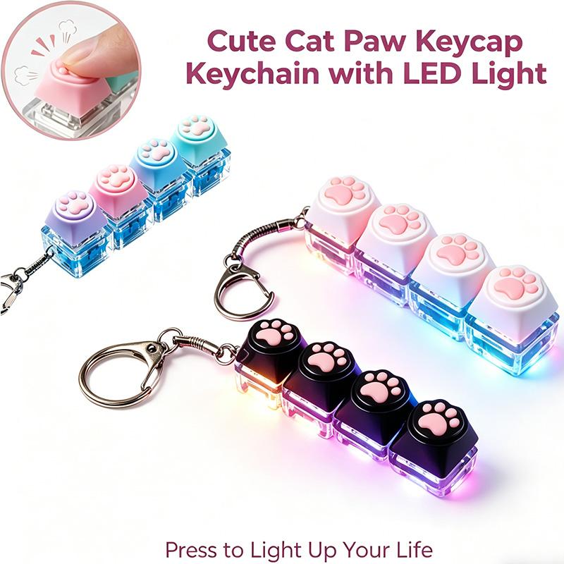 Clickable Keyboard Keychain Led Light - Stress Anxiety Relief Fidget Toy, Portable Desktop Accessory For Office Decoration Gift