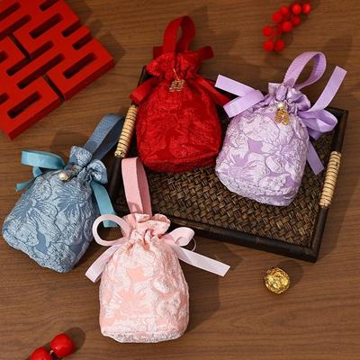 Cloth Wedding Candy Bag Embossed Flowers Drawstrin Design Handbag Bag Chinese Style Engagement Gift Packing Bag
