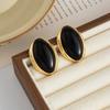 1 Pair Retro Resin Acrylic Oval Stud Earrings for Women Trendy Gold Color Geometric Earrings Fashion Jewelry Accessories