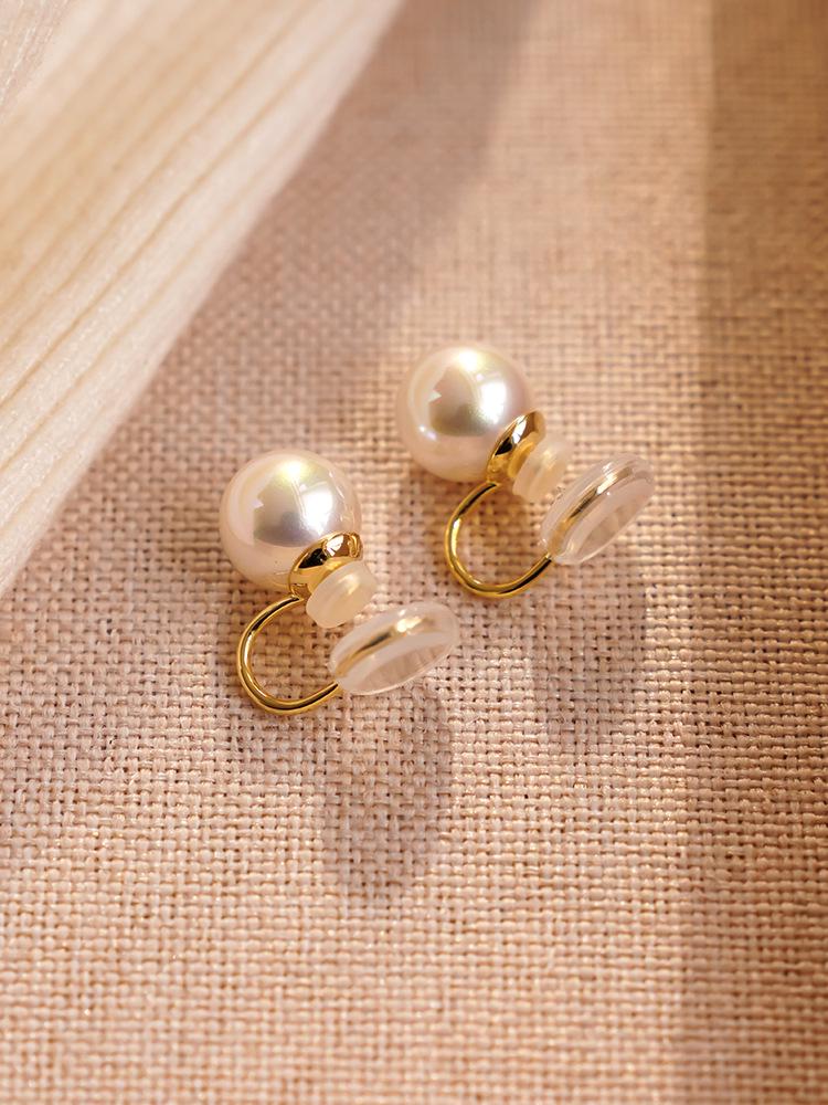 Серьги с серым жемчугом Shijiazhenduo: Усовершенствованные силиконовые ушные клипсы для комфорта и стиля