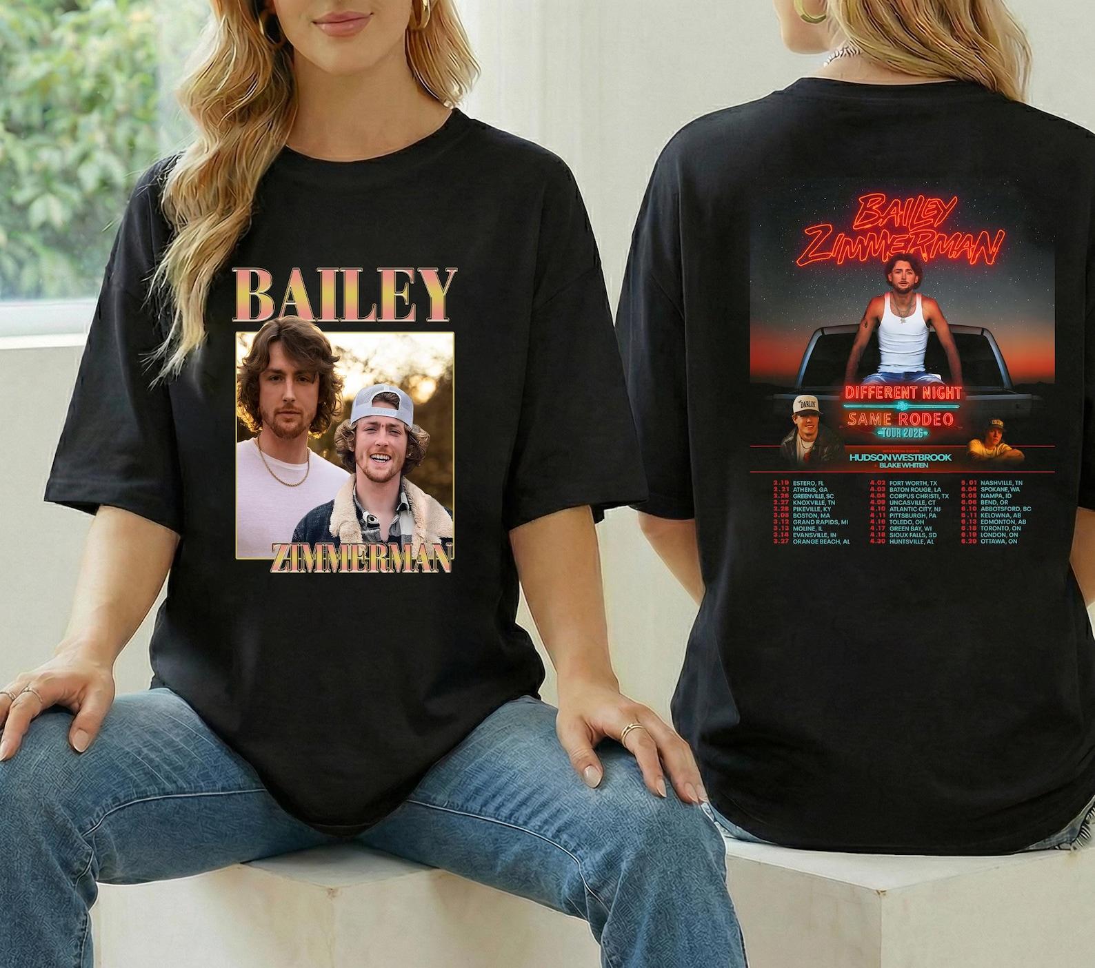 Tour 2026 Bailey Zimmerman Different Night Same Rodeo Shirt, Bailey Zimmerman Fan Gift, Bailey Zimmerman Merch, Zimmerman Country Music Tee L