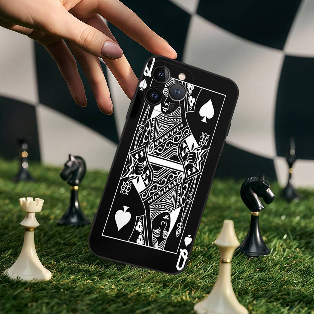 Playing Cards Phone Case For IPhone 17,16,15,14,13,12,11,Pro,Max,Plus,Soft Silicone Black Case