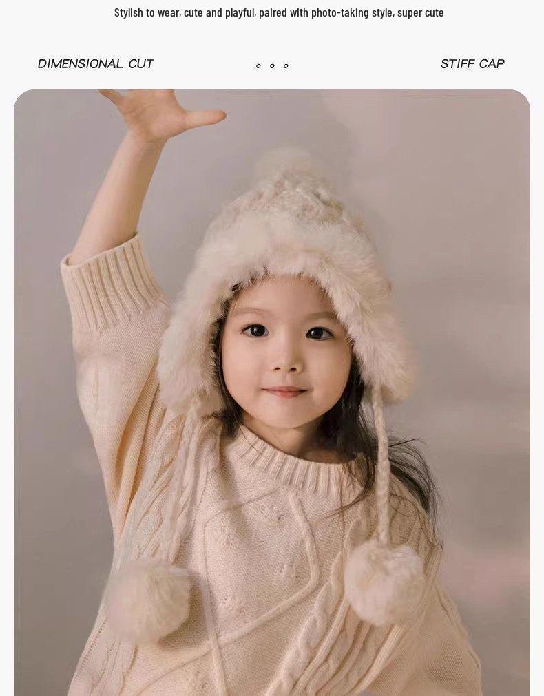 Girls' Warm Plush Ear Protection Hat for Autumn/Winter - Cute & Versatile