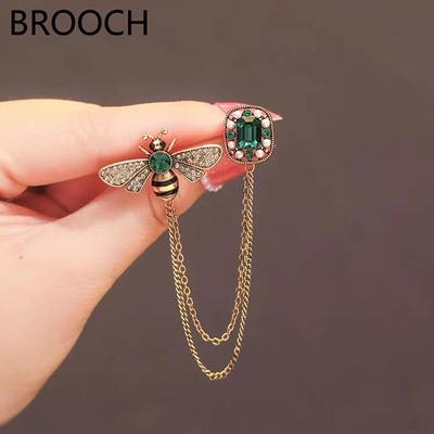 1PC Rerto Bee Kristall Broschen Für Frauen Emaille Strass Tier Quaste Anstecknadeln