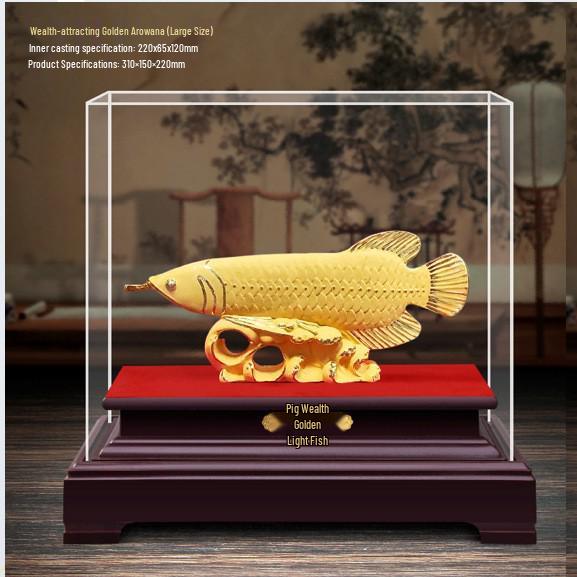 Flocked Sand Gold Dragon Fish Ornament - Annual Gift for Wealth & Home Decoration