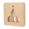 LED Night Light Christian Church Pattern Hollow Out 3D Wooden Lamp USB Interface Pine Wooden Night