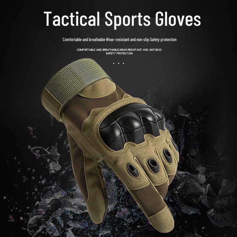 Tactical Full Finger Men's Gloves: Climbing, Motorcycle, and Outdoor Protective Wear-resistant Non-slip Training Gloves.