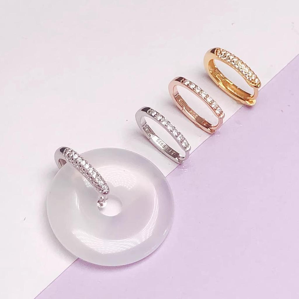 18K Gold-Plated Sterling Silver Women's Jade Safety Stone Pendant Clip Necklace