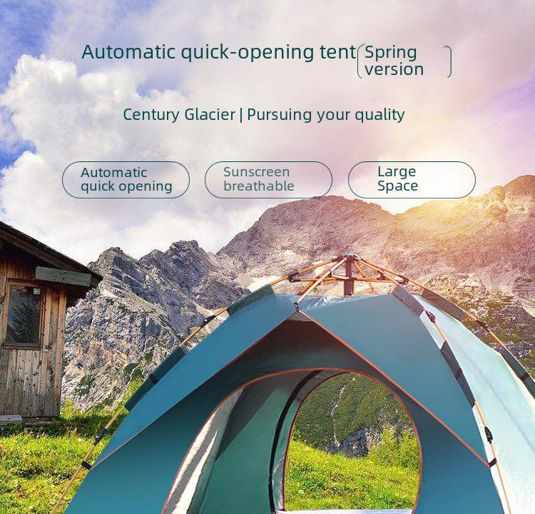 Century Glacier Automatic Folding Tent for 3-4 People: Quick-Open, Double Rainproof for Camping & Beach