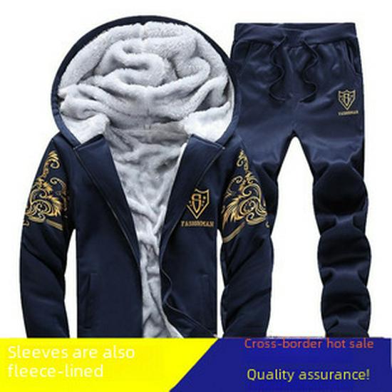 Męska miejska moda, kardigan z kapturem z aksamitu, nie wymaga prasowania, długi rękaw, stójka