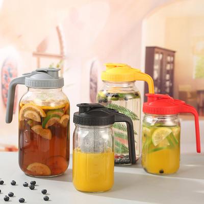 Stiklinis ąsotis su dangteliu ir rankena 32/64oz Plataus kaklo Masono stiklainis Neprarandantis skysčio ąsotis Grietinėlės indelis sultims, kavai, arbatai