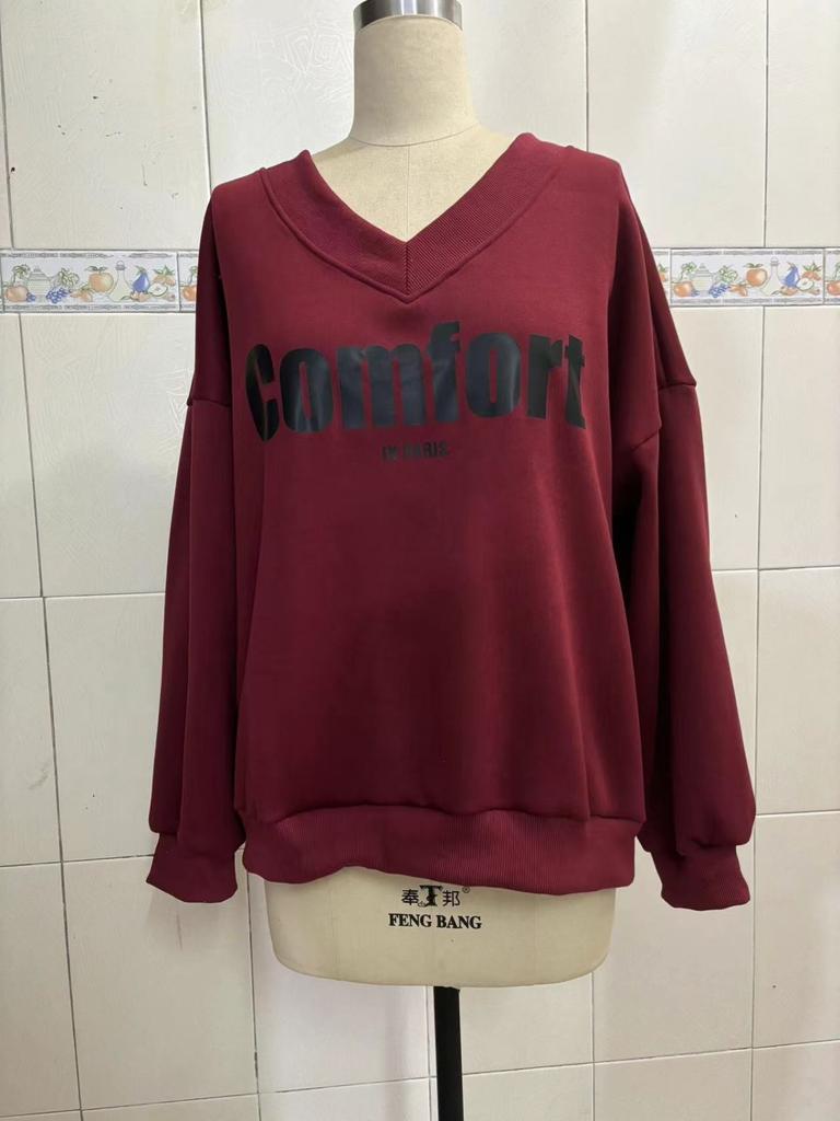 Dámské mikiny s výstřihem do V, s dlouhým rukávem, nadměrné velikosti, jednobarevná trička, ležérní volný střih, sportovní tréninkové pulovry