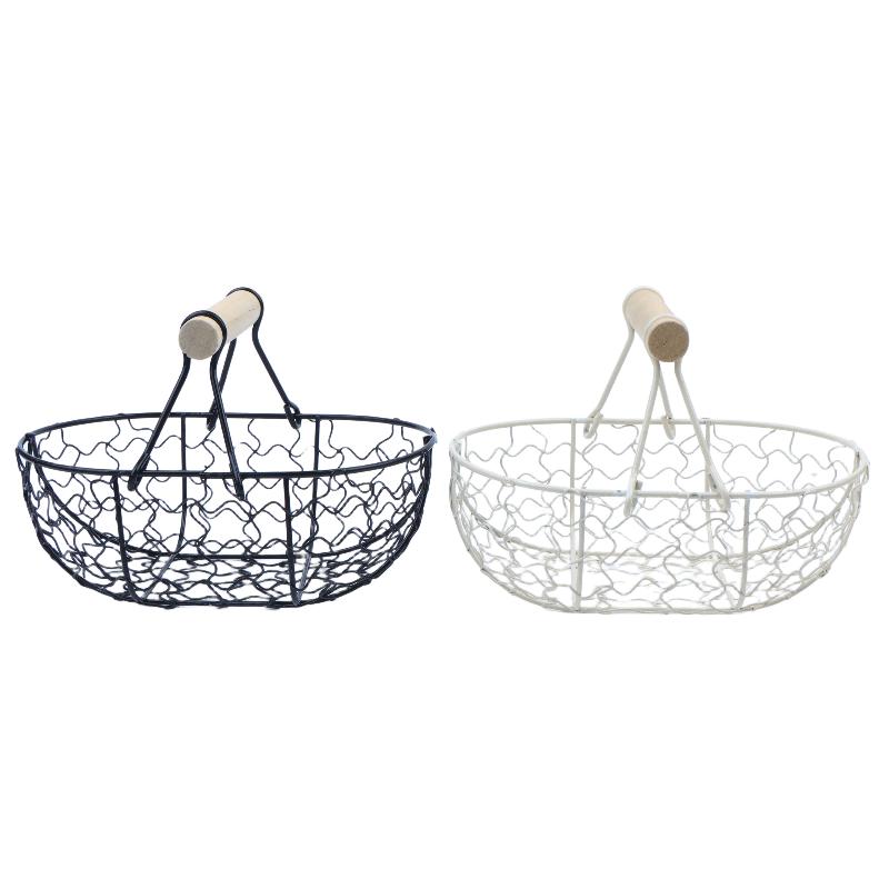Cesta de Almacenamiento de Alambre Metálico con Asa Portátil Organizador Portahuevos Fruta Pan Cesta de Frutas Creativa Para Cocina Hogar Picnic