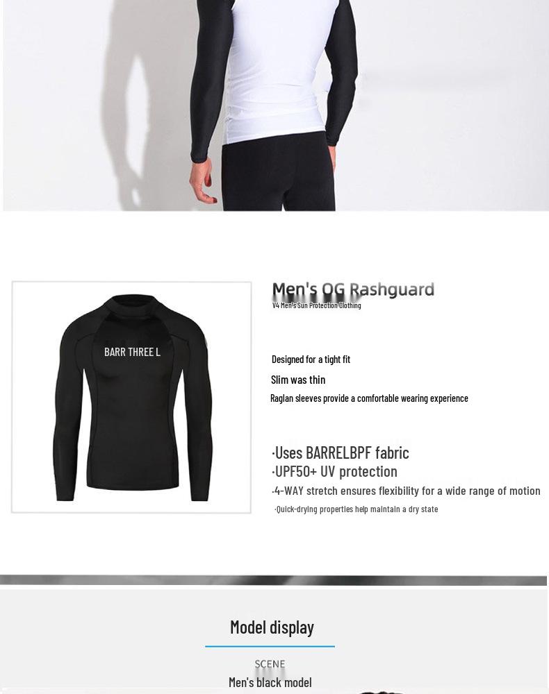 Men's Quick-Dry Long Sleeve Wetsuit for Surfing, Snorkeling, and Water Sports - Sun Protection & Jellyfish Defense.