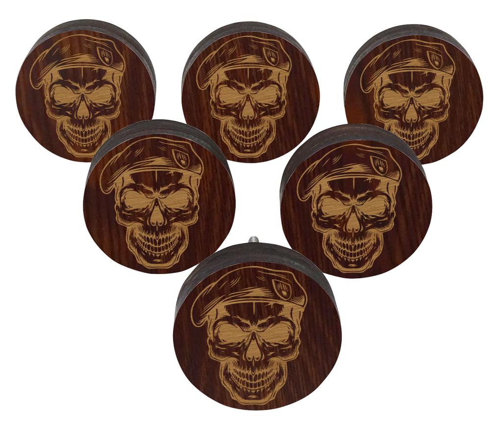 IBA Indianbeautifulart Brown Engraved Knobs Wooden Cupboard Door Knobs Pull Handle Pack of