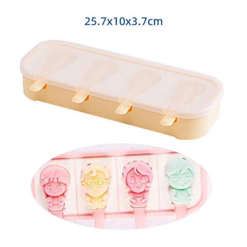 Cartoon Space Rocket Astronaut Ice Cream Silicone Mold With Lid Family Popsicle Ice Cube Tray Mold Cheese Kitchen Accessories