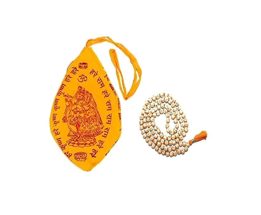 TreegoArt Handcrafted Tulsi Mala Engraved Maha Mantra,Hare Ram Hindi 8 MM Bead Size-108 Beads Jaap Mala - Pack Of 2 белый