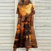 Women's Casual Round Neck Dress with Pockets Halloween Print for Party and Everyday Wear