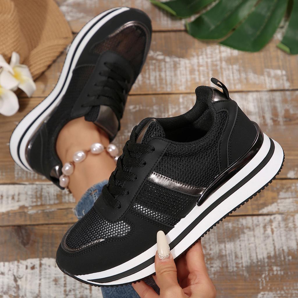 Shoes for Women 2026 Autumn Fashion Women Mesh Breathable Lace Up Comfortable Non-slip Platform Wedges Flats Sneakers Women