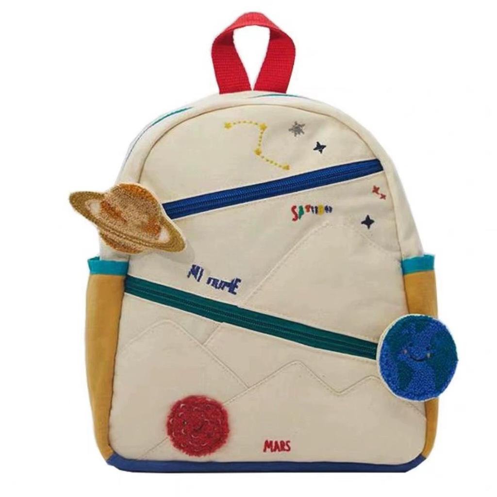 New Cartoon Planet Children's Backpack Canvas Lightweight Kindergarten Fashion School Bag Travel Backpack