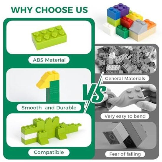 1000-piece classic block toy set compatible major brands includes three 20x20 base plates additional blocks expansion 10 colors 12 shapes suitable 6