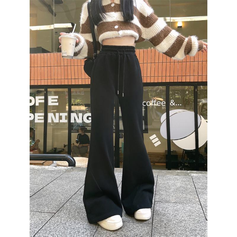 

Женские брюки-туалет с флагом и бархатными брюками на осень и зиму. Новые утолщенные спортивные брюки. Модные серые повседневные брюки. XL