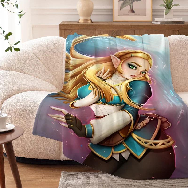 Custom Warm Fleece Blanket for Sofa Bed Soft Flannel Throw King Size Perfect for Camping Winter Zelda Theme