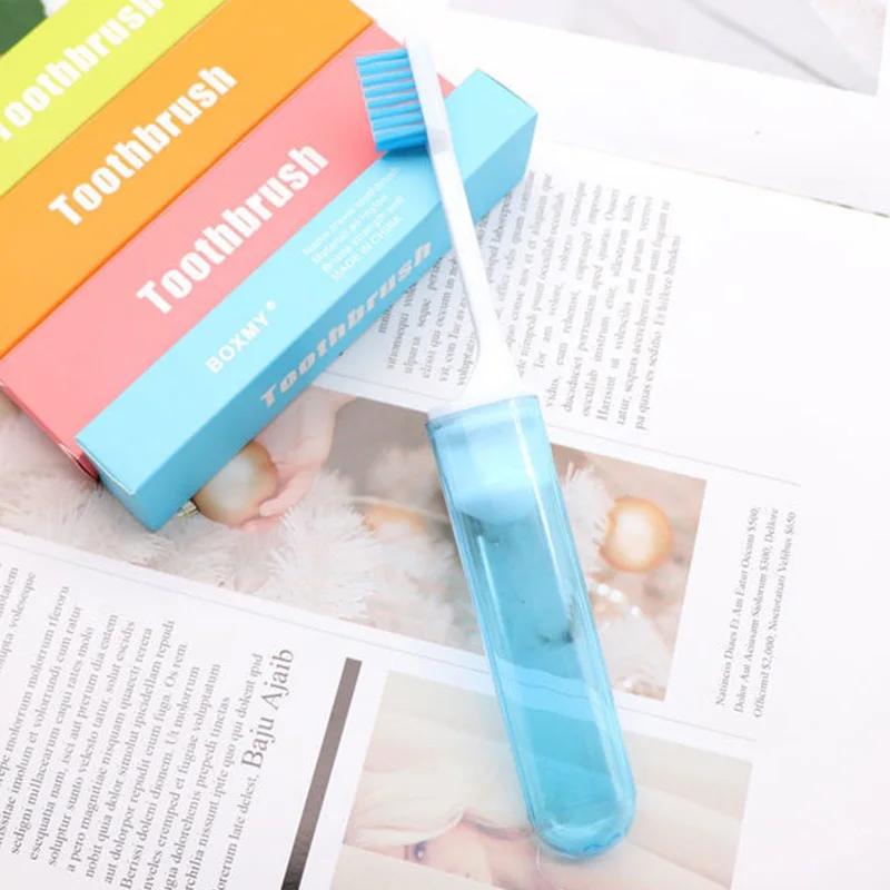 1/4pcs Folding Travel Toothbrush, Portable & Saves Space with Case, Soft Bristles for Camping Business Trips, Oral Care Kit