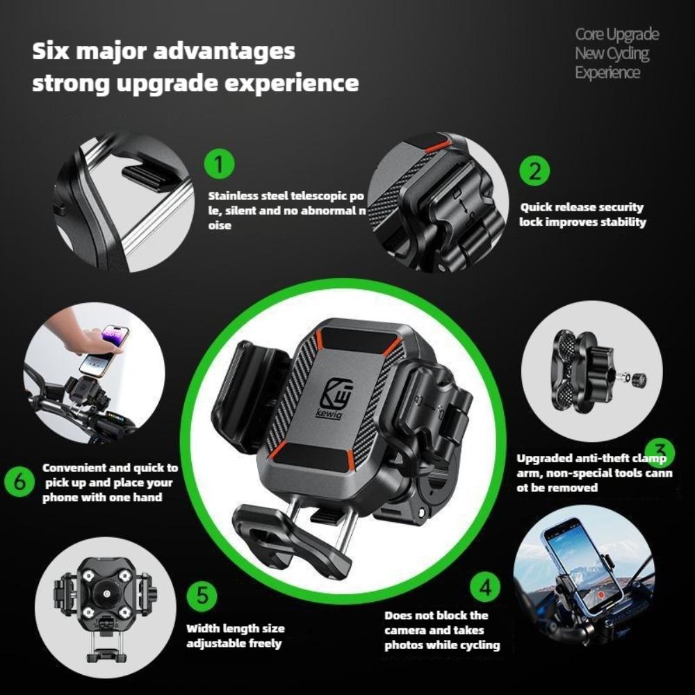 Motorcycle Wireless USB C Phone Holder Anti-Vibration Crossbar Phone Mount for 5.2"-7.2" Phones Works with 12-24V Motobike