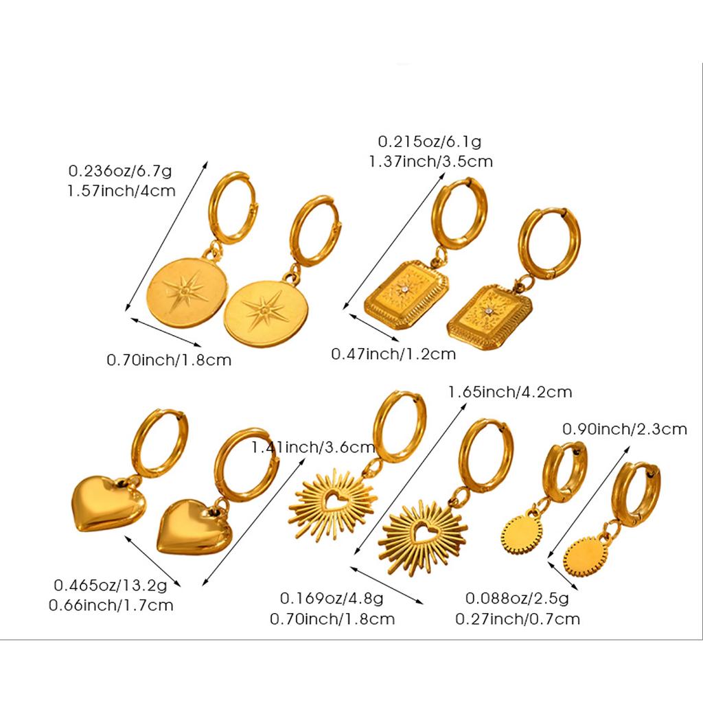 Exquisite Fashion Versatile Minimalist Geometric Heart Shaped Oval Pendant Stainless Steel Earrings For Women