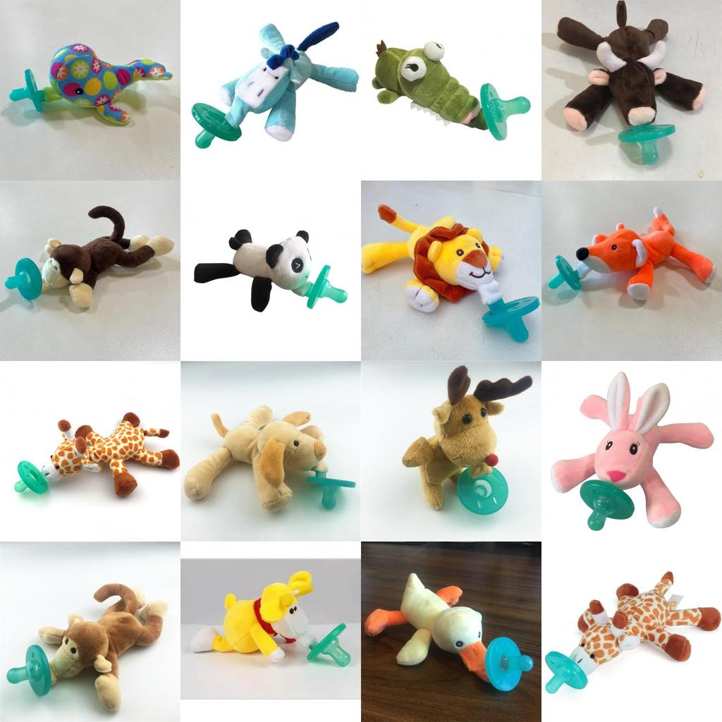 Ciuccio in Silicone con Ciondolo Animale di Peluche per Lattanti e Bambini Piccoli per Alleviare la Dentizione