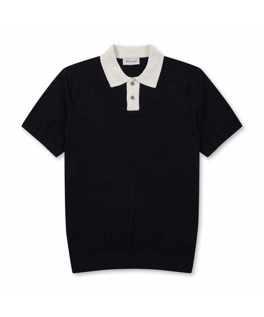 BRENTWOOD [Washable] Color-Blocked Polo Neck Sweater Brwam26531Nyx