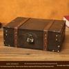 Retro Wooden Rectangular Storage Box Set with Lock - Creative Organizer & Decorative Props