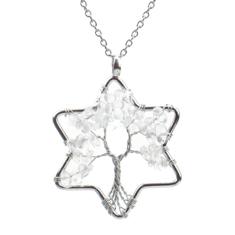 Handmade Wire-Wrapped Tree of Life Necklace with Crystal Chip Pendant