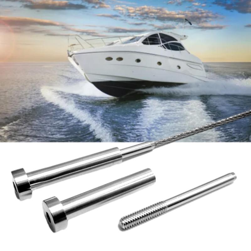 1/8" Edelstahl Unsichtbarer Empfänger und Pressklemmen-Endstück für 1/8-Zoll-Kabelgeländer, Gewindeendstück für Terrassentreppen
