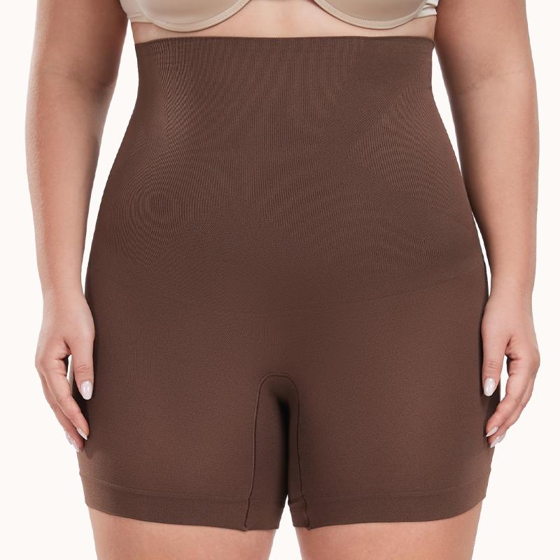 

Плюс Размер Женские Трусики-подтяжки для ягодиц с высокой талией, бесшовные утягивающие трусики для живота, утягивающие шорты XXXXL коричневый