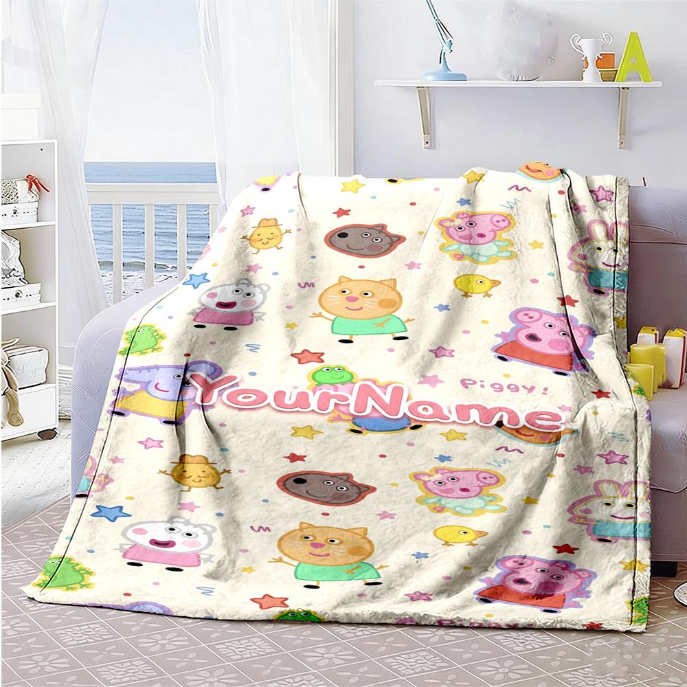 Peppa Pig Customize Text Blanket Multi-purpose Customizable Blanket Durable Comfort Throw For Livingroom Living Room Office Sofa