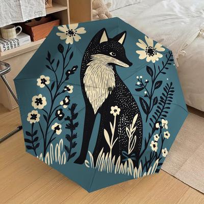 1 Stück Fuchsblumen Muster Regenschirm Design Automatisches Öffnen und Schließen Regenschirm, Hochwertiger Reise Regenschirm, Leicht und Tragbar, -42