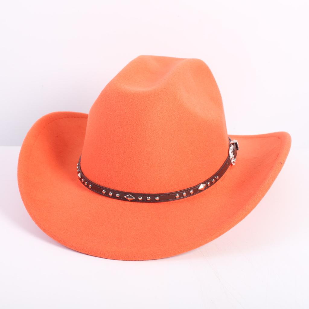 Popular European and American fashion OL style one-word cowboy hat men's and women's high-end top hat jazz hat felt hat
