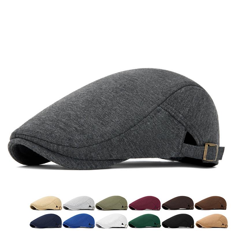 Cotton Adjustable Newsboy Caps Men Woman Casual Beret Flat Ivy Cap Soft Solid Color Driving Cabbie Hat Unisex Black Gray Hats