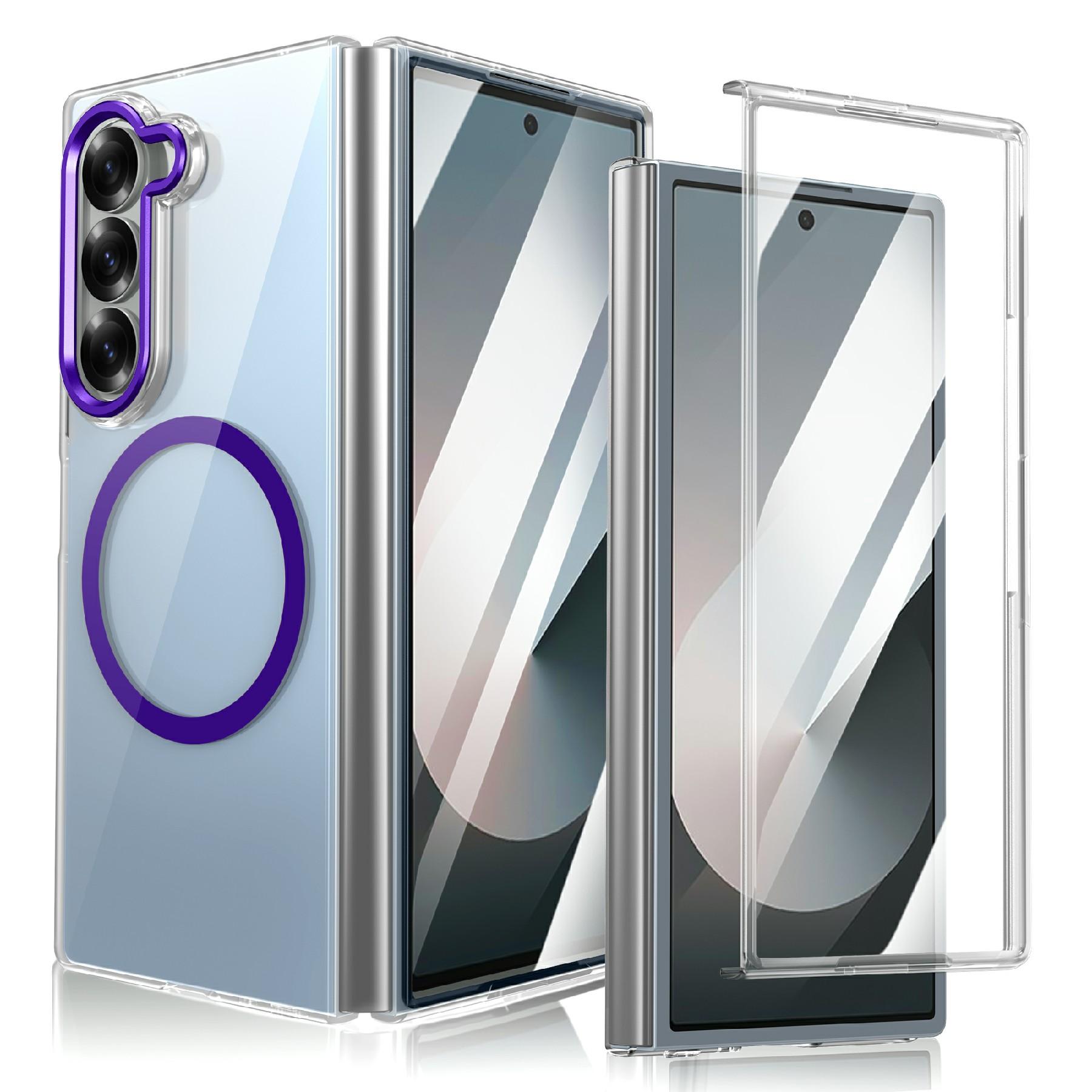 

GKK For Samsung Galaxy Z Fold6 5G Case Hard PC Clear Phone Cover with Screen Film Purple