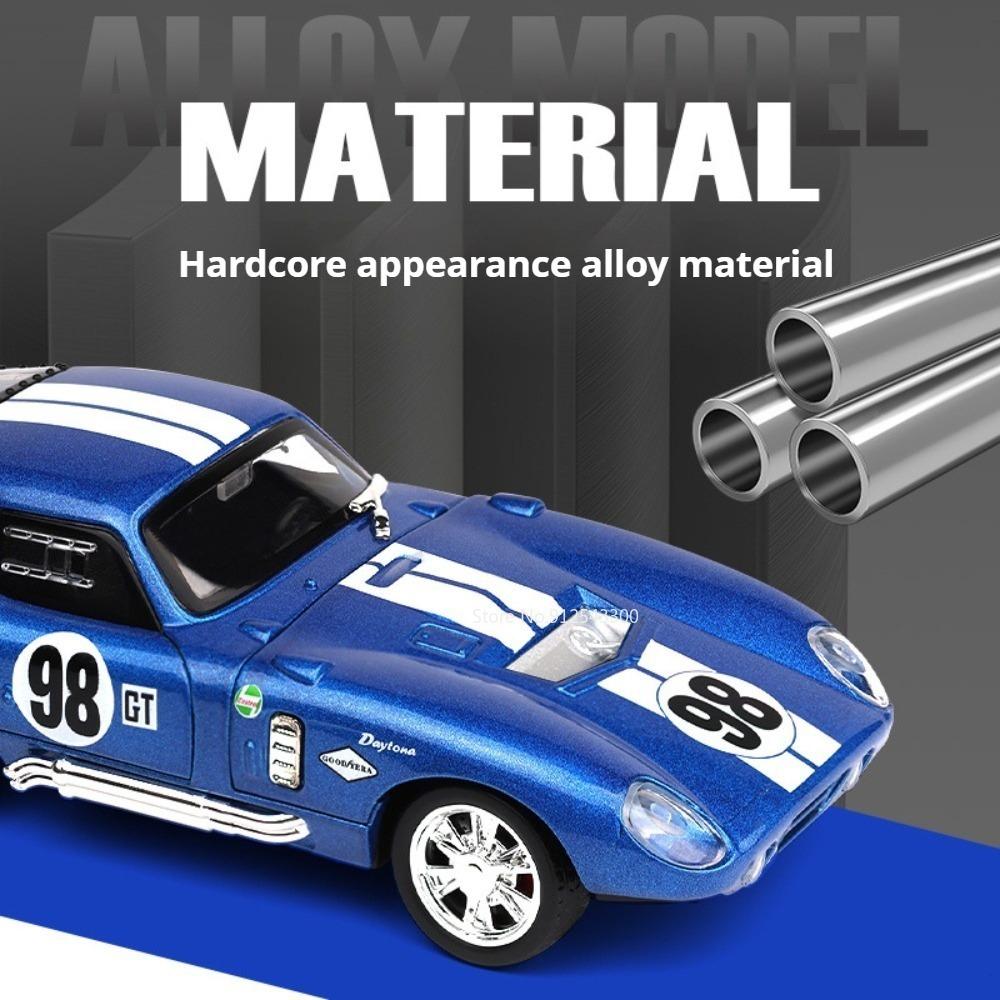1:32 Scale Cobra GT500 Sports Car Model Toy Sound Light Pull Back Shock Absorption Vehicle Models Miniature Gifts for Kids