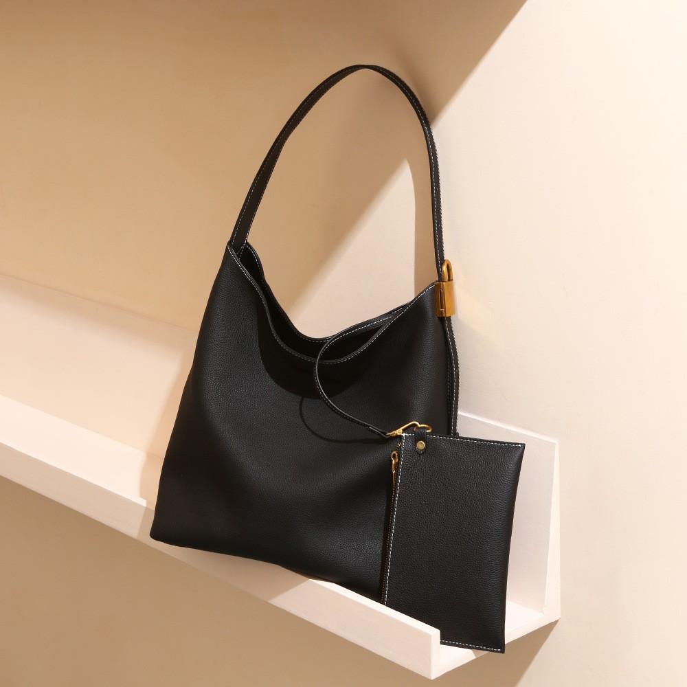 Come to the picture and sample hobo bag commuting high-end bag, support OEM embossing logo genuine leather women's bag