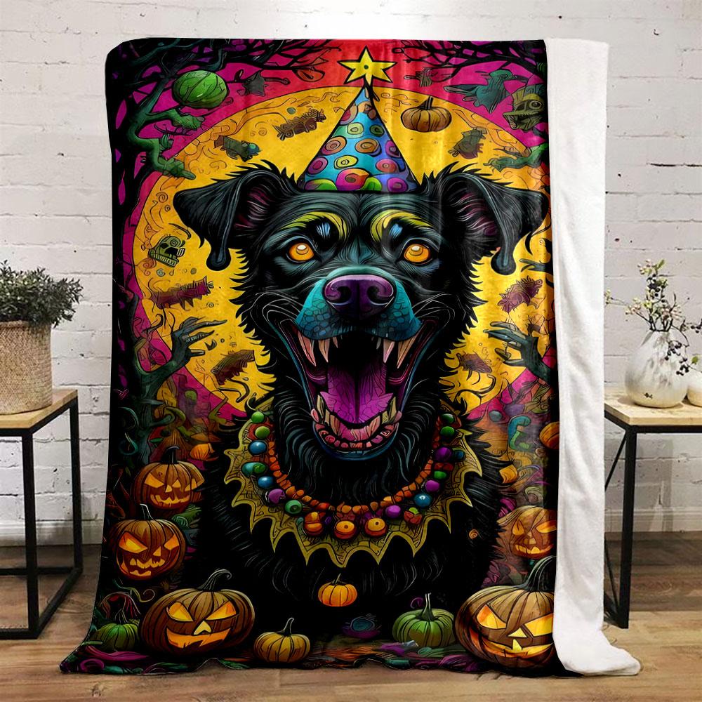 Halloween Party Dog Throw Blanket bedroom Blanket for Livingroom Couch lunch break Soft throw for Friend's festival Gift