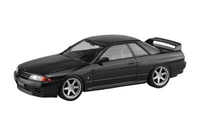 Aoshima Bunka Kyozai Rakupla Snap Kit Nissan R32 Skyline Aangepaste Wielen Parelmoer Schaal Kunststof Model Kit (AOSHIMA) Nee. 14CU-BP GT-R (Zwart Metallic) 1/32