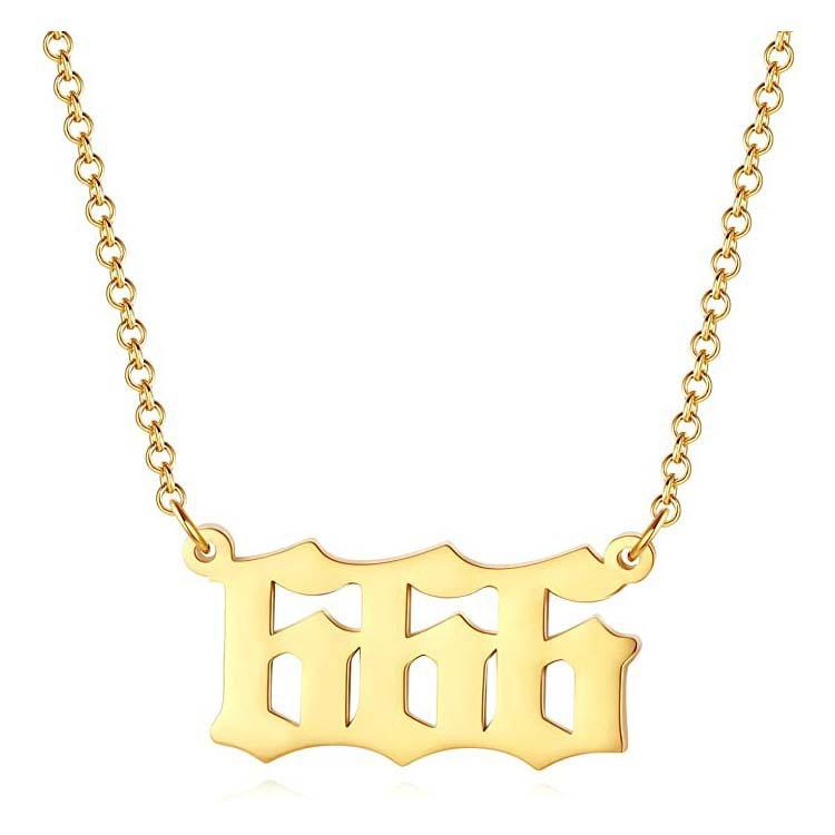 Stainless Steel Angel Number Lucky Numbers Necklaces 111 222 333 444 555 777 888 999 666 000 Women Pendant Necklace