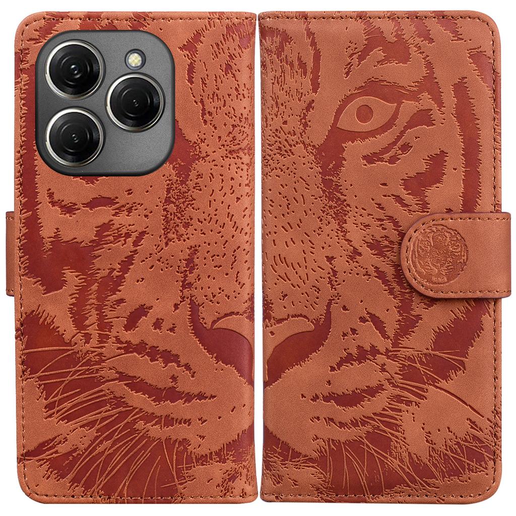 For TECNO Spark 20 Pro Wallet Phone Case Tiger Pattern PU Leather Flip Cover