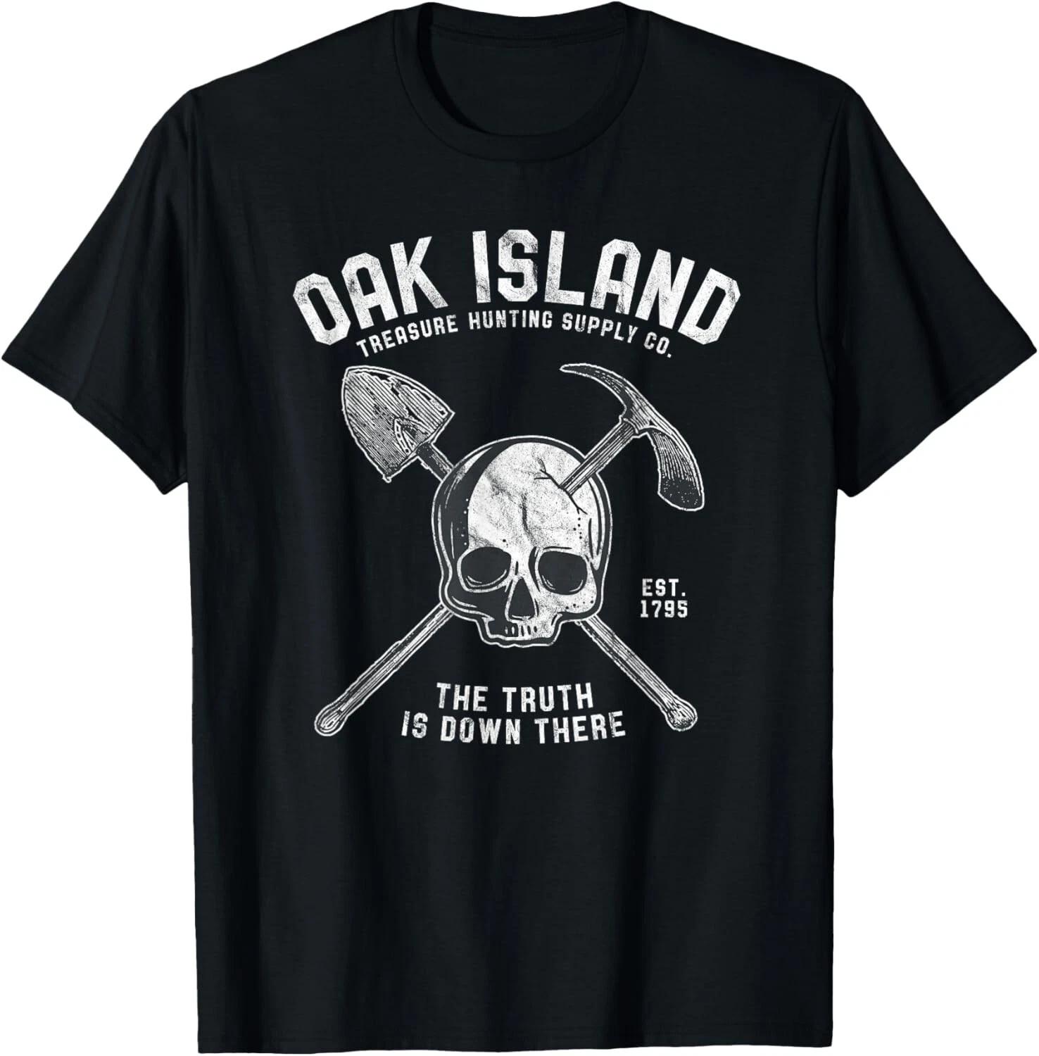 Oak Island Vintage Skull Templar Treasure Hunting T shirt XL