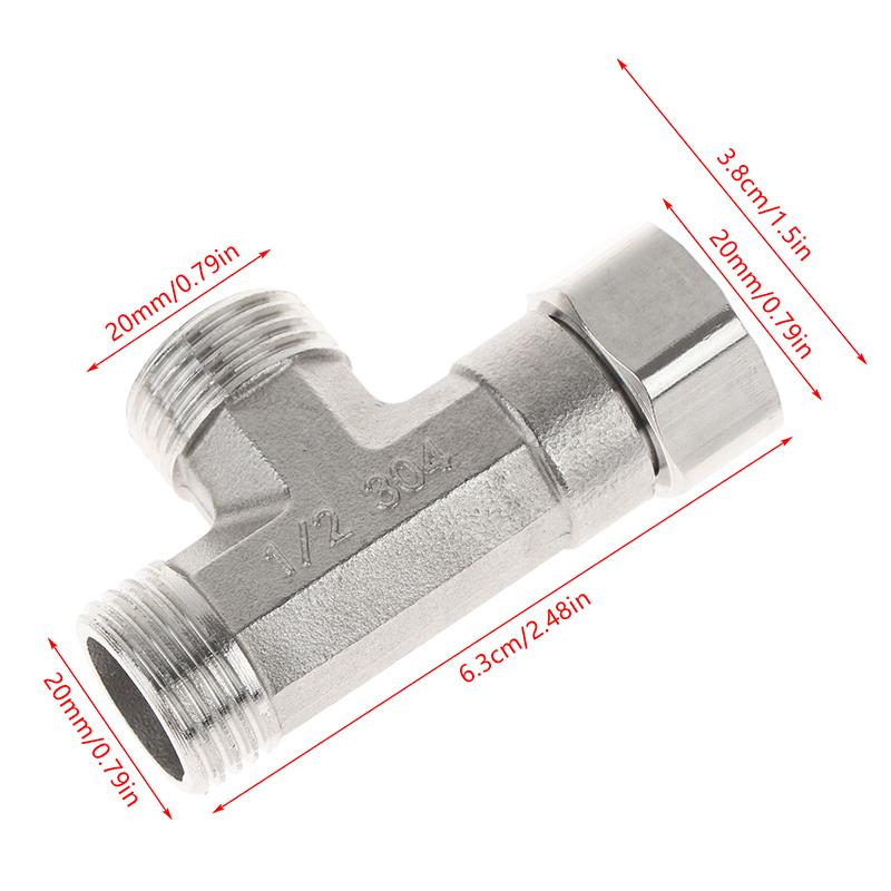 G1/2" T-Valve Toilet Dispenser Diverter Valve Three-Way Water Pipe Splitter Diverter Valve Bath Bidet Sprayer Shower Fitting